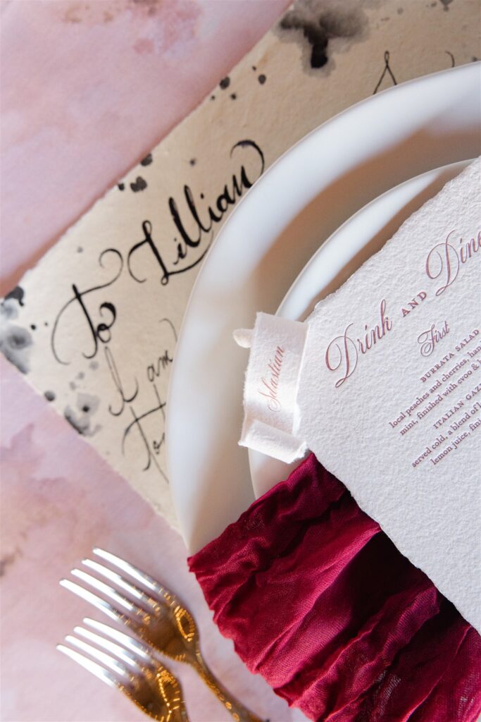 Elegant table setting with menu