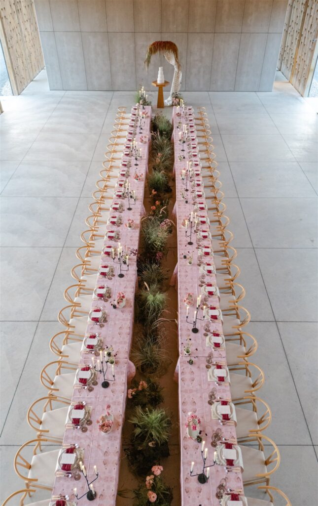 Elegant long dining table setup