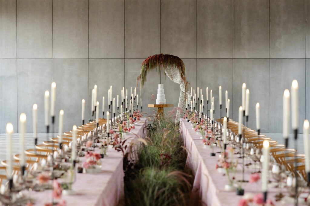 Elegant wedding reception with floral decor