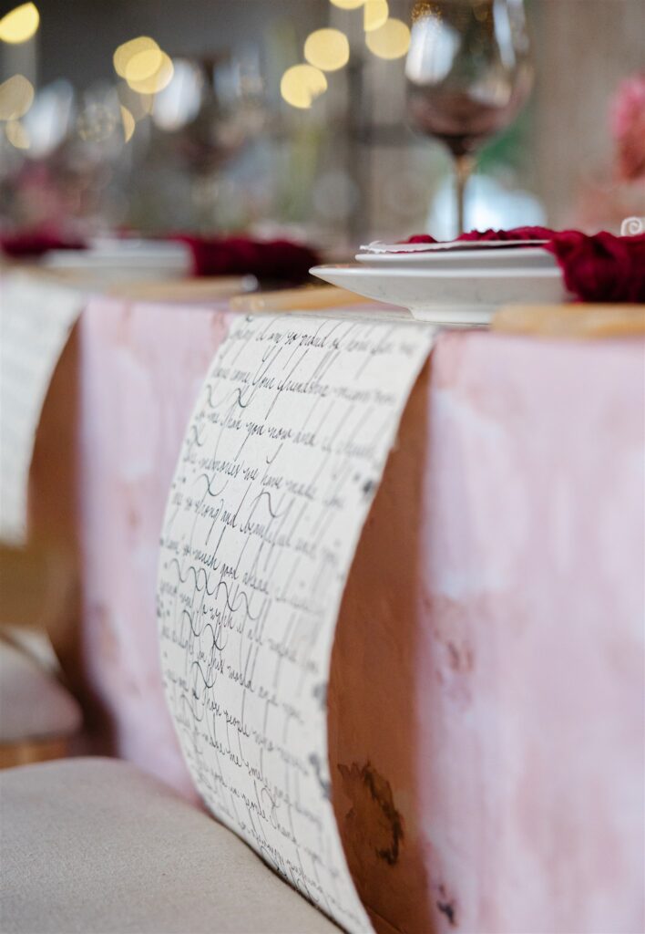 Elegant table setting with handwritten notes